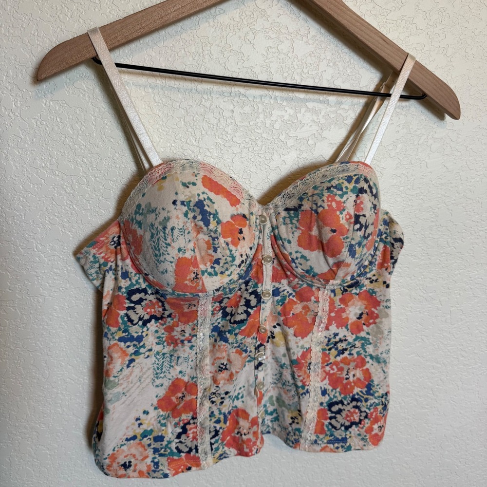 Y2K Cottagecore Bustier True Freedom Floral Corset Top Large Multi